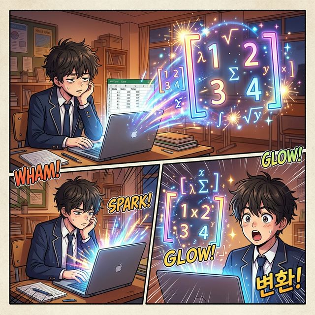 엑셀에서 행렬로 마법의 변신