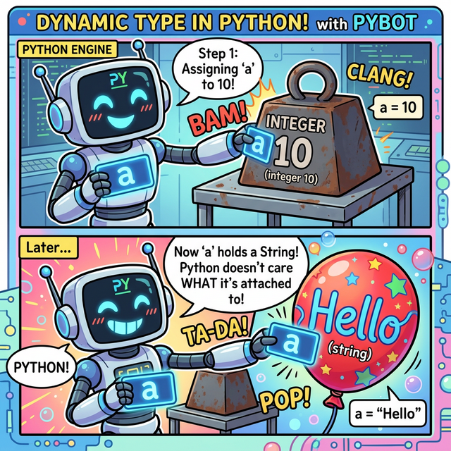 동적 타입의 유연성을 보여주는 로봇 웹툰