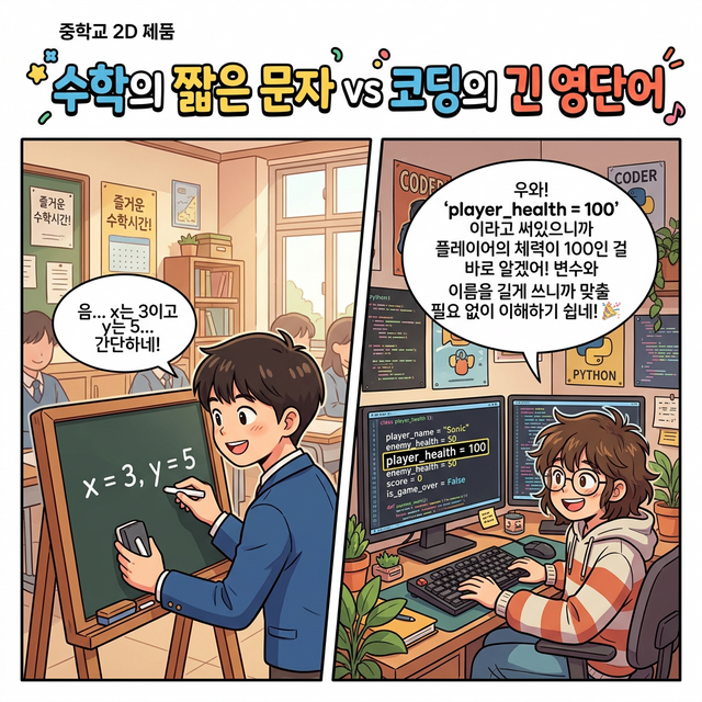 수학의 x, y와 코딩의 의미 있는 이름 웹툰