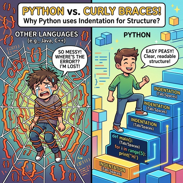 파이썬 들여쓰기와 중괄호의 차이 웹툰
