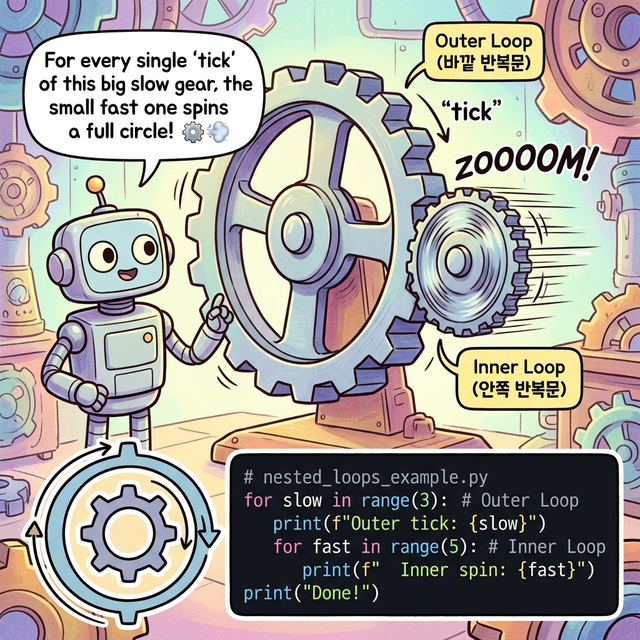 이중 반복문 톱니바퀴 웹툰
