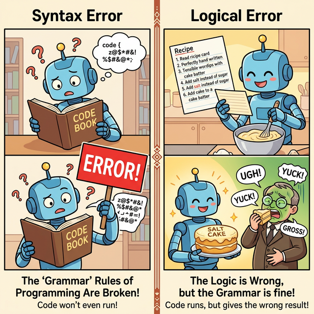 문법 에러 vs 논리 에러 웹툰
